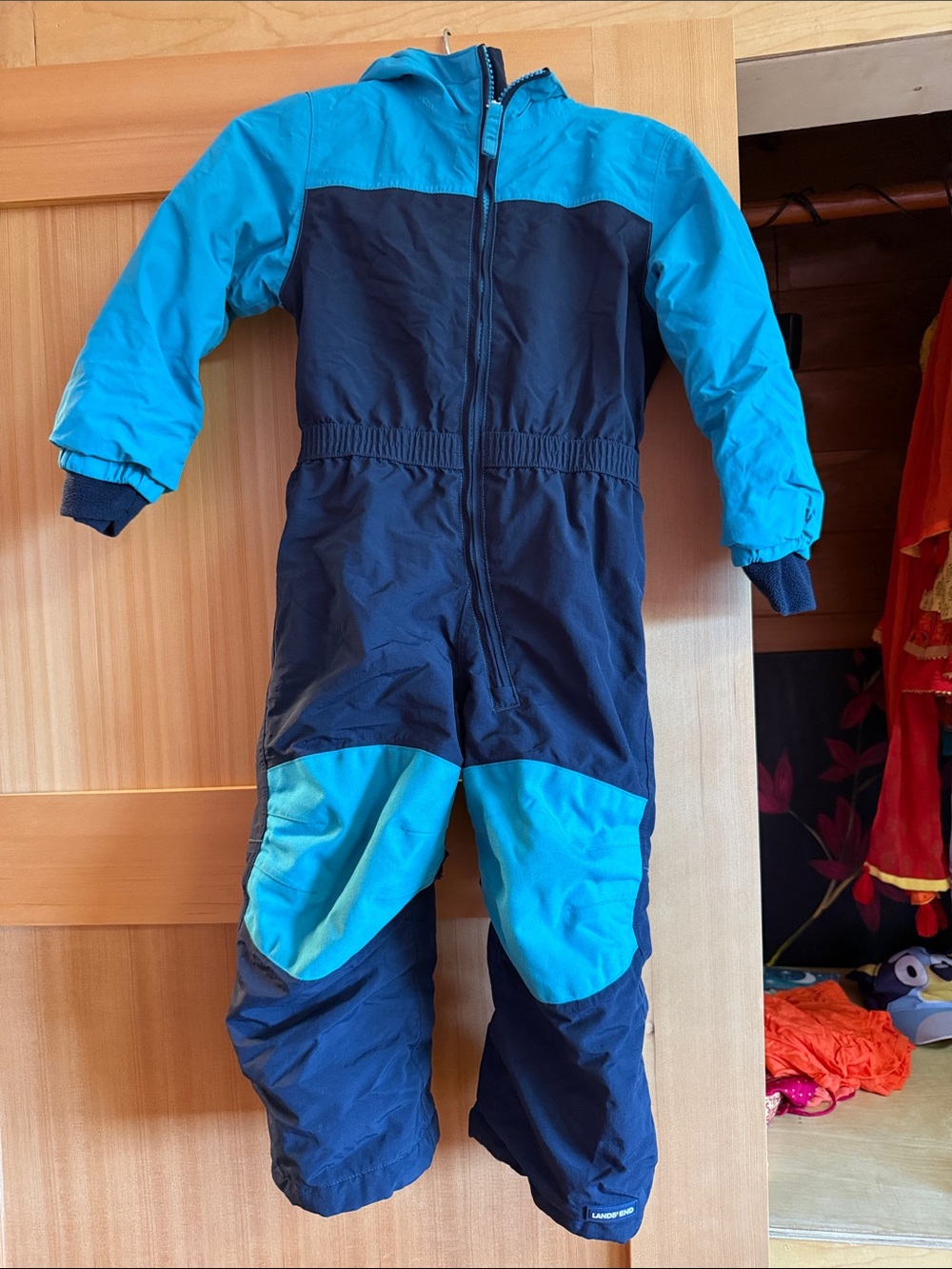 Lands' End Kids Two-Tone Blue Hooded Snow Suit